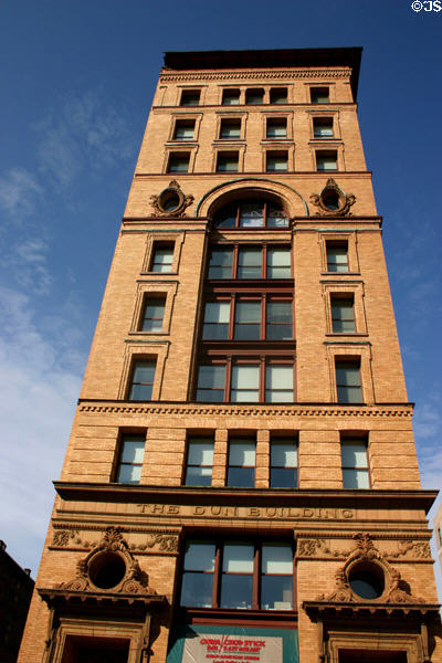 Dun Building (1893) (100 Pearl St.) was cities first highrise. Dun later joined with Bradstreet. Buffalo, NY. Style: Renaissance Revival. Architect: E.B. Green & W.S. Wicks.