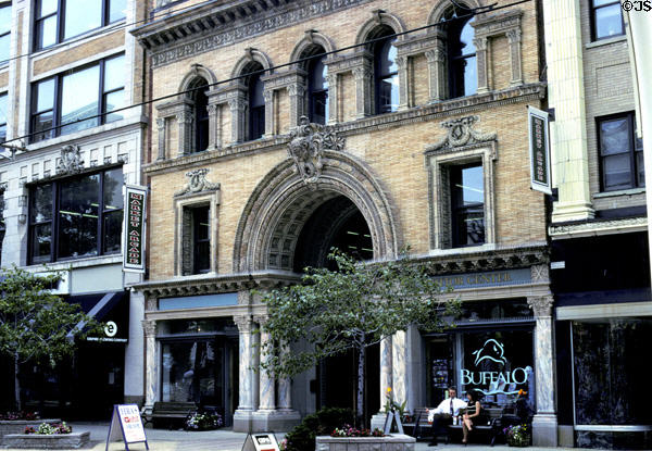 Market Arcade (1892) (617-619 Main St.) has sculpted buffalo head over both entrances. Buffalo, NY. Style: Italian Renaissance. Architect: E.B. Green & W.S. Wicks.