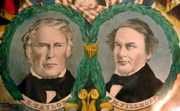 Portraits on Zachary Taylor & Millard Fillmore on Whig party poster. East Aurora, NY.