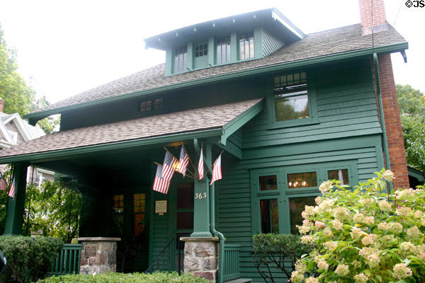 Elbert Hubbard Roycroft Museum in the Scheidemantel house (1910) (363 Oakwood Ave.) is an Arts & Crafts collection in a bungalow of the same style. East Aurora, NY. On National Register.