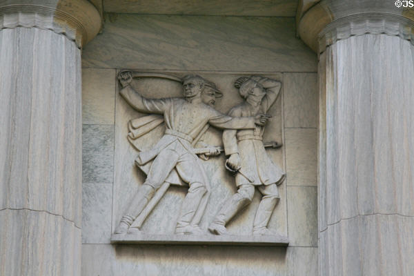 Civil War relief on facade of Buffalo History Museum (BECHS). Buffalo, NY.