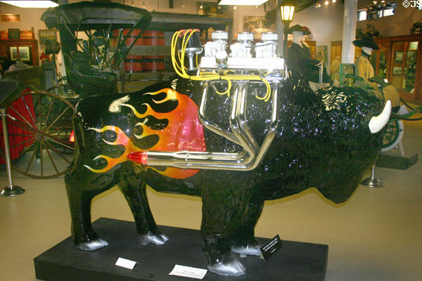 Hot Rod Buffalo statue by Tom McDade & Mark Eberle in Pierce-Arrow Museum. Buffalo, NY.