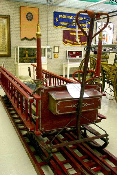 Service sleigh to carry hoses to fire across snow at FASNY Museum of Firefighting. Hudson, NY.