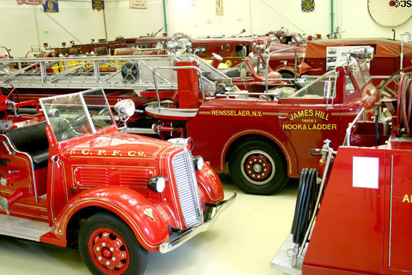 Array of fire trucks at FASNY Museum of Firefighting. Hudson, NY.