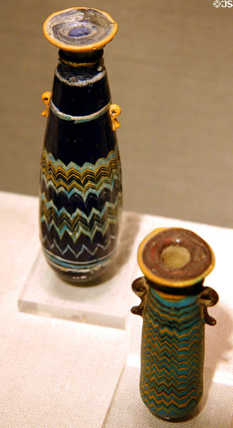 Glass perfume bottles from Eastern Mediterranean (6th-5thC BCE) at Corning Museum of Glass. Corning, NY.