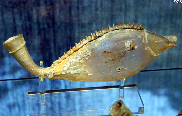 Blown glass Roman fish (3rd C) at Corning Museum of Glass. Corning, NY.