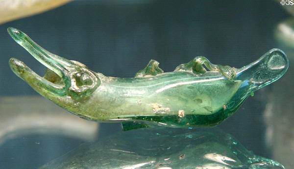 Blown glass Roman crocodile (c3rd C) at Corning Museum of Glass. Corning, NY.