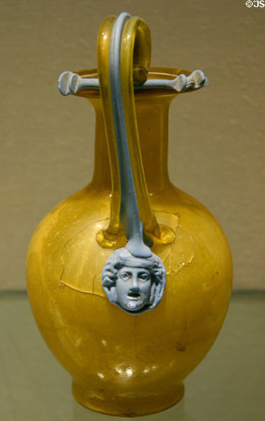 Roman glass pitcher with Bacchant appliqué (50-75) at Corning Museum of Glass. Corning, NY.