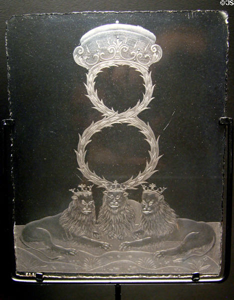 Bohemian glass plaque (c1632) probably by Georg Schwanhardt the Elder of Prague at Corning Museum of Glass. Corning, NY.
