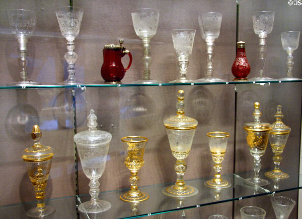 Collection of Northern Europe goblets at Corning Museum of Glass. Corning, NY.