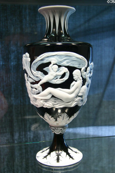 Birth of Venus glass vase (1877) carved by Alphonse Lechevrel of England, Wordsley, Hodgetts, Richardson & Son displayed at Paris World's Fair of 1878 at Corning Museum of Glass. Corning, NY.
