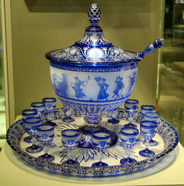 French Baccarat punch bowl (1867) displayed at Paris World's Fair of 1867 at Corning Museum of Glass. Corning, NY.