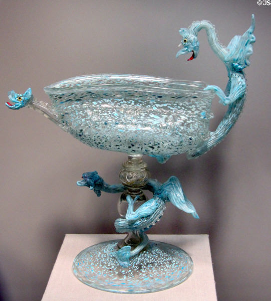 Venetian glass dragon compote (1877-1914) by Benvenuto Barovier for Artisti Barovier at Corning Museum of Glass. Corning, NY.