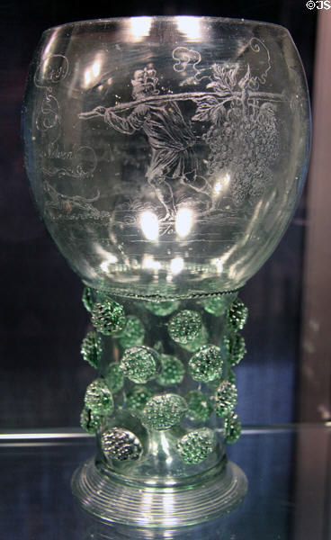 Netherlands glass Roemer (1643) with Joshua & Caleb at Corning Museum of Glass. Corning, NY.