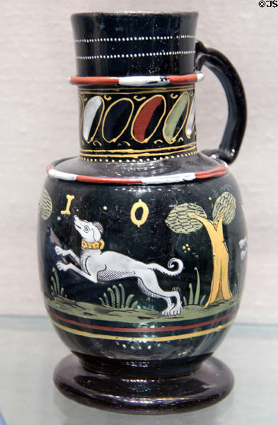 Bohemian glass hunting mug (1610) at Corning Museum of Glass. Corning, NY.