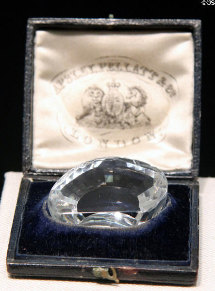 English glass replica of Koh-i-Noor Diamond (1851) by Falcon Glassworks of Apsley Pellatt of London exhibited at 1851 London world's fair at Corning Museum of Glass. Corning, NY.