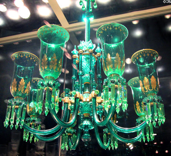 English green chandelier (c1870-90) by F&C Osler of Birmingham at Corning Museum of Glass. Corning, NY.
