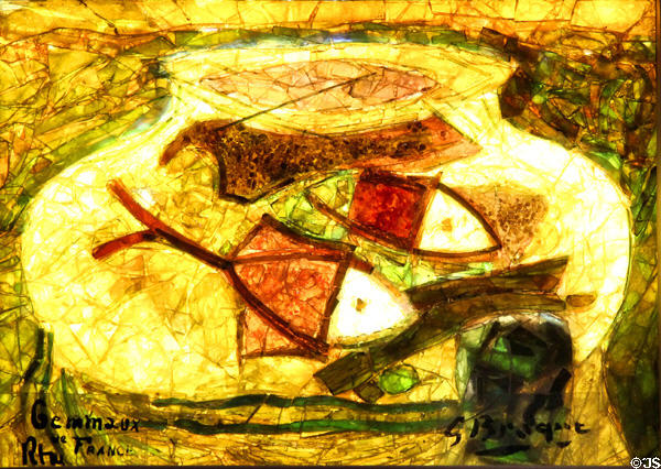 Little Aquarium stained glass panel (c1954) by George Braque at Corning Museum of Glass. Corning, NY.