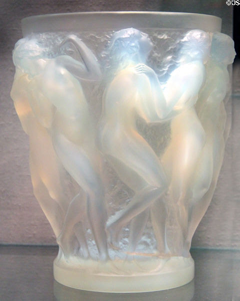 French glass Bacchantes vase (1927) by René Lalique at Corning Museum of Glass. Corning, NY.