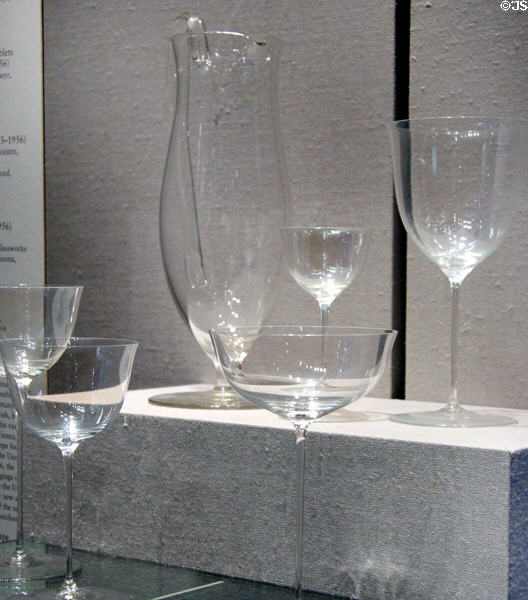 Viennese glass Patrician pitcher & goblets (1917) by Josef Hoffmann of Wiener Werkstätte at Corning Museum of Glass. Corning, NY.
