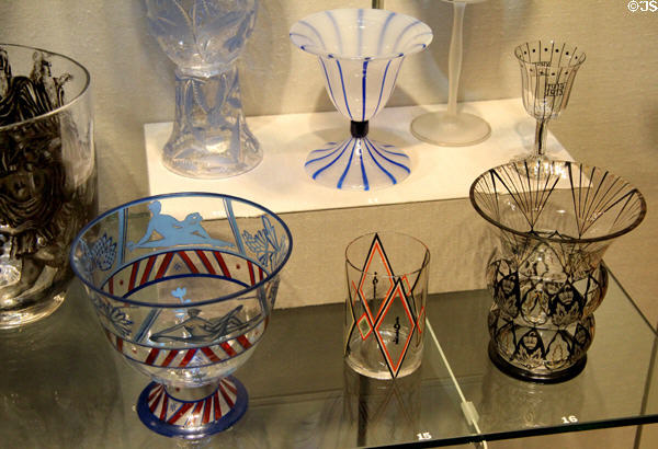 Viennese-style or Vienna Sezession collection (1914-20) by Austrian empire artists at Corning Museum of Glass. Corning, NY.