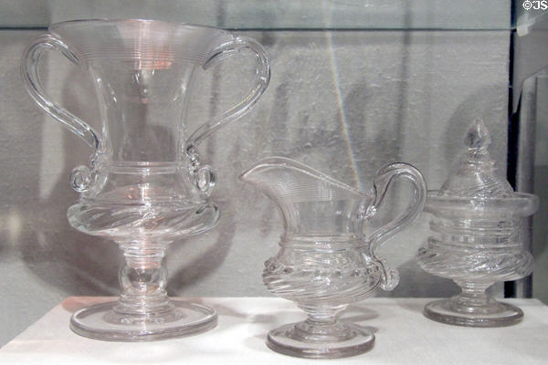 American glass vase, creamer & sugar bowl (1837) at Corning Museum of Glass. Corning, NY.