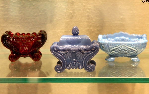 American pressed glass salt cellars (1830s-40s) at Corning Museum of Glass. Corning, NY.