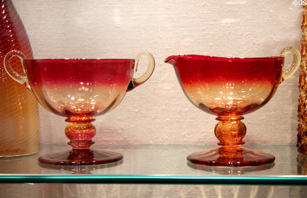 Amberina sugar & creamer (1917-20) by Libbey Glass Co. of Toledo, OH at Corning Museum of Glass. Corning, NY.