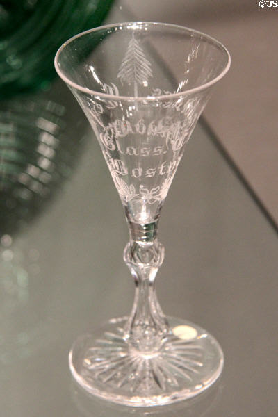 Cut-glass wineglass (1876) from Boston exhibited at Philadelphia Centennial Exhibition at Corning Museum of Glass. Corning, NY.