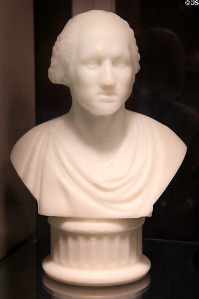 Glass bust of George Washington (1876) by Bakewell, Pears & Co. prob. exhibited at Philadelphia Centennial Exhibition at Corning Museum of Glass. Corning, NY.