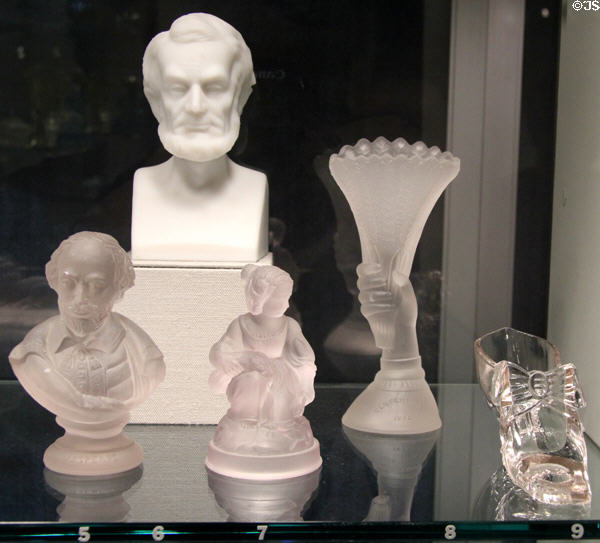 Glass souvenirs (1876) by Gillinder & Sons sold at Philadelphia Centennial Exhibition at Corning Museum of Glass. Corning, NY.
