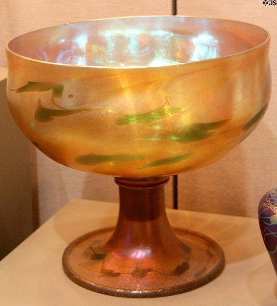 Glass punch bowl on pedestal foot (1900-15) by Louis Comfort Tiffany at Corning Museum of Glass. Corning, NY.