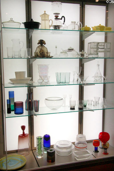 Display of 20th C glass at Corning Museum of Glass. Corning, NY.