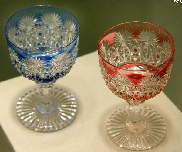 Pair of colored wineglasses (1882-90) by J. Hoare & Co. of Corning at Corning Museum of Glass. Corning, NY.