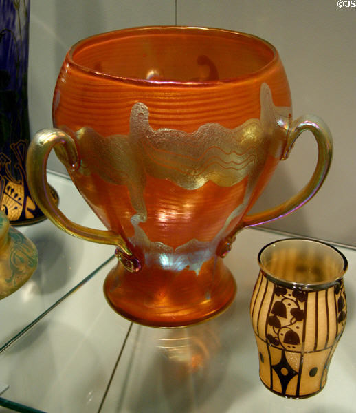 Bohemian Art Nouveau glass vases (1899-1909) at Corning Museum of Glass. Corning, NY.