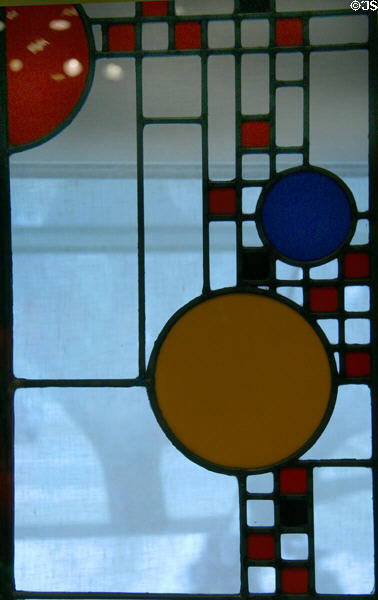 Playhouse stained glass window (1912) by Frank Lloyd Wright from Avery Coonley Home, Riverside, IL at Corning Museum of Glass. Corning, NY.