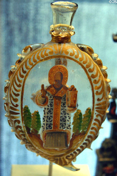 Venetian flask for Manna of St Nicholas of Bari (17thC) at Corning Museum of Glass. Corning, NY.