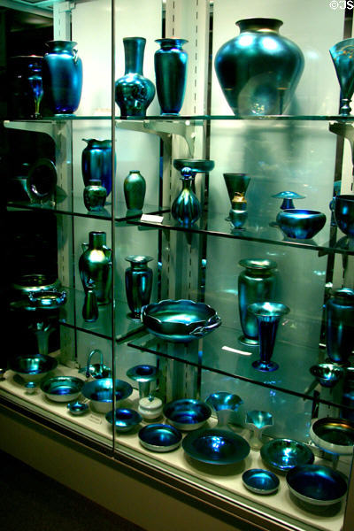 Steuben Blue Aurene glass (invented 1905) by Frederick Carder produced into 1930s at Corning Museum of Glass. Corning, NY.