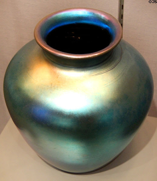Blue Aurene glass vase (c1920) by Frederick Carder for Steuben Glass at Corning Museum of Glass. Corning, NY.