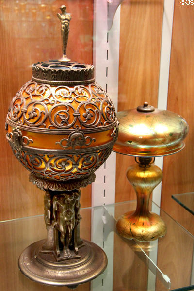 Bronze table lamp with Aurene shade (c1925) by Segar Studios Inc. of New York City at Corning Museum of Glass. Corning, NY.