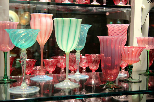 Designs for stemmed goblets by Steuben Glass at Corning Museum of Glass. Corning, NY.