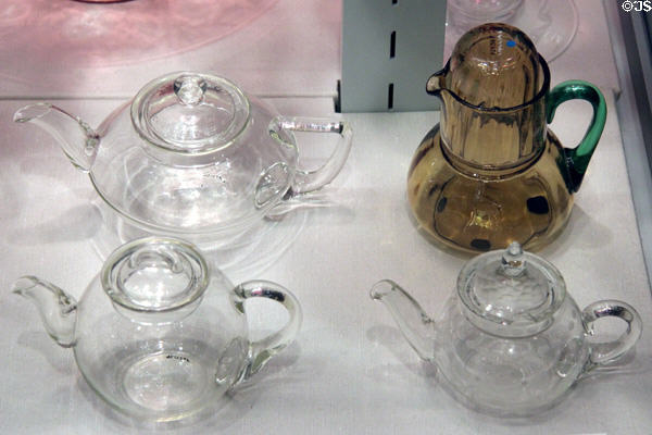 Pyrex teapots (1920s) by Frederick Carder for Corning Glass Works at Corning Museum of Glass. Corning, NY.