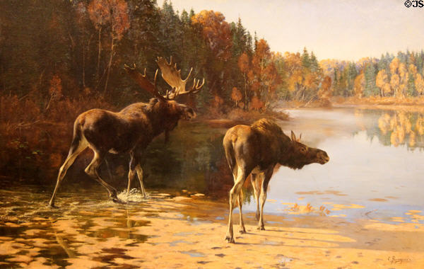 Monarchs of the Wilderness painting (c1901) by Carl Rungius at Rockwell Museum of Art. Corning, NY.