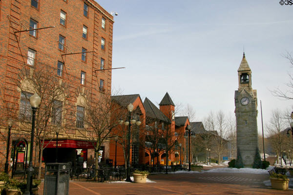 Erastus Corning Clock Tower (1883) on Centerway Square beside Baron Steuben Place. Corning, NY.