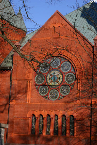 First Methodist Church (1893) (144 Cedar St.). Corning, NY. Style: Romanesque Revival.
