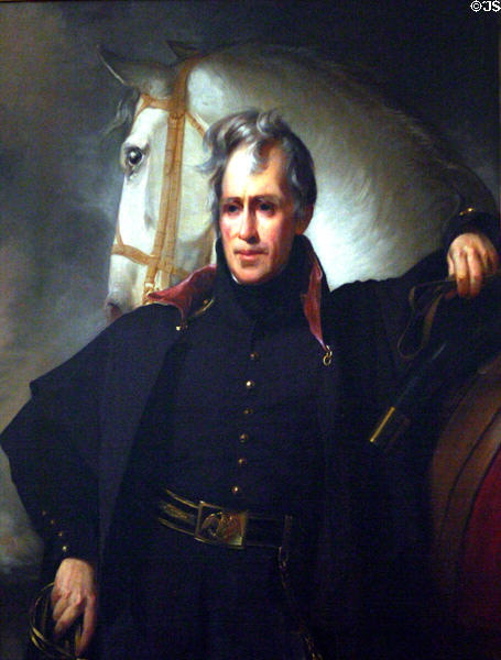 Mannerist portrait of Andrew Jackson (1815) by Thomas Sully at Clermont State Historic Site on the Hudson River. Jackson was best friends with Clermont's builder Edward Livingston, who was his Secretary of State. NY.