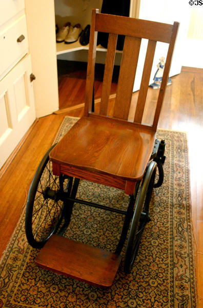 President F.D. Roosevelt's wheelchair which he had made from desk chair to better conceal his Polio paralysis. Hyde Park, NY.
