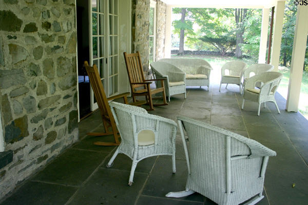 Veranda of Top Cottage where Franklin Roosevelt entertained personages such as Winston Churchill & the King & Queen of Britain. Hyde Park, NY.