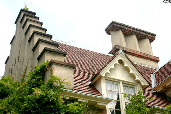 Dutch-colonial style roofline of Sunnyside. Tarrytown, NY.
