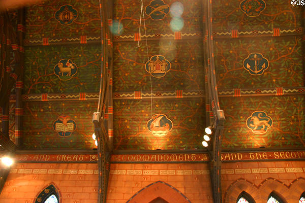 Ceiling details of Sage Chapel on Cornell Campus. Ithaca, NY.